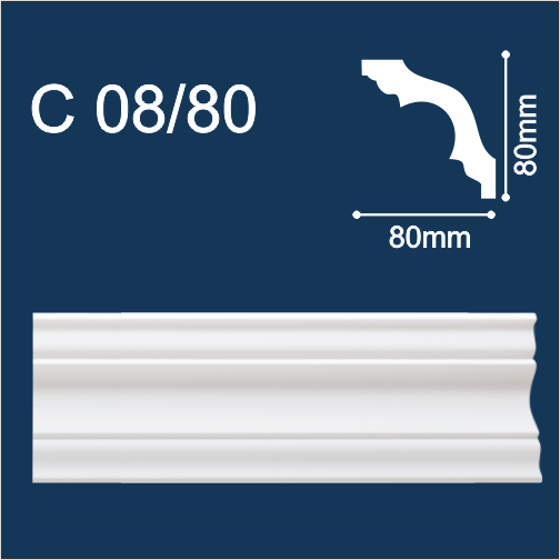 С08/80 Плинтус Солид потолочный белый 80х80 2м (30)