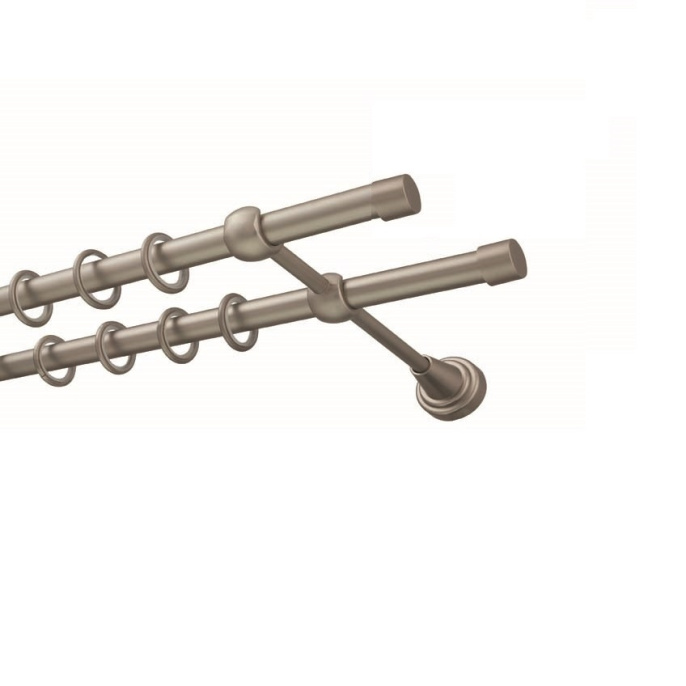 Карниз кованый раздвиж 2-ряд. d-19/16мм Лист Серебро-мат.