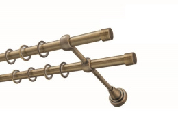 Карниз кованый раздвиж 2-ряд. d-19/16мм Ажур Антик золото