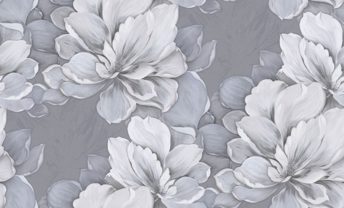 72372-41PL Обои Palitra 1,06х10м (8) серые, цветы, компаньон 72373-15,72373-41