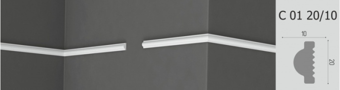 С01 20/10 Плинтус Де-Багет потолочный 2м (300)