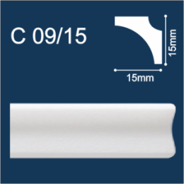 Плинтус потолочный белый   С09/15 Солид 