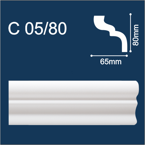С05/80 Плинтус Солид потолочный белый 80х65 2м (30)