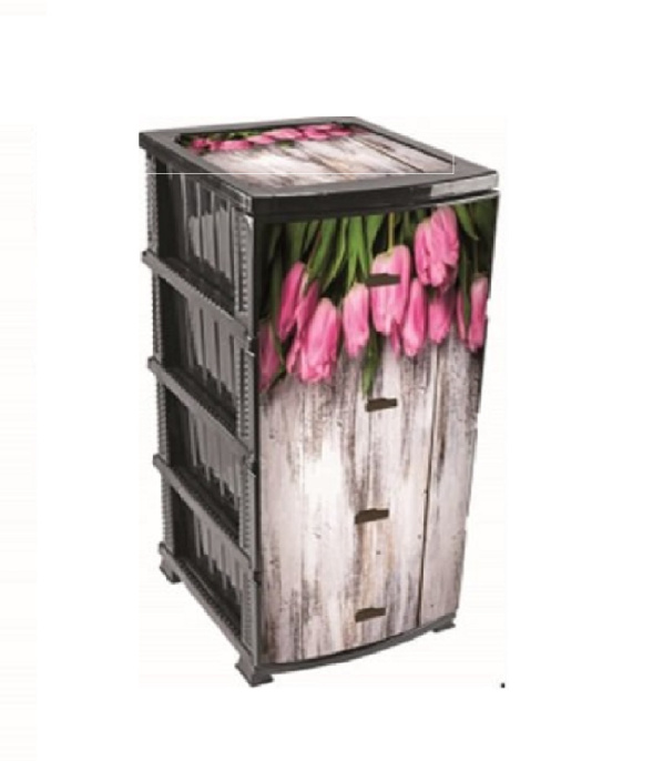 Комод Тюльпан Моно 4 яруса Черный 