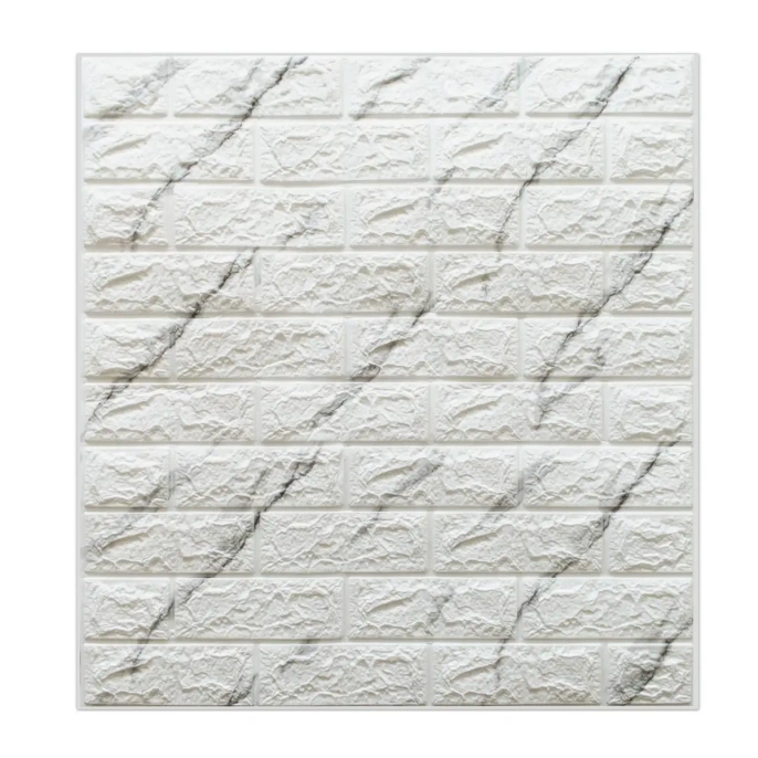 ЛП Кирпич Белый мрамор вспененный ПЭ  700х770 мм LUX 6.0 мм (15) GRACE