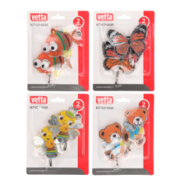 Крючки VETTA самоклеящиеся 2 шт, на блистере, ПВХ, металл, 3D, 440-343