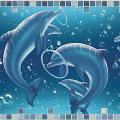 ЛП Лазурь Дельфины Мозаика листовая панель 960*480 мм (10) GRACE