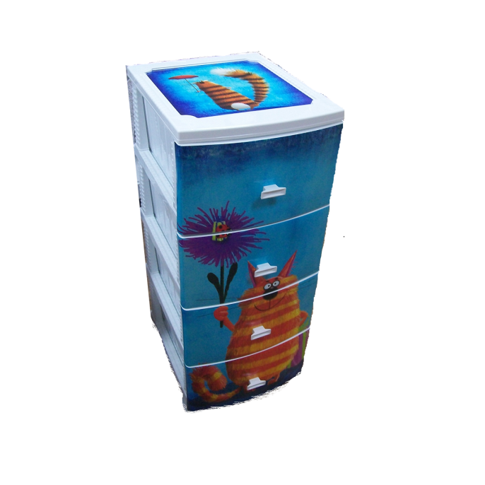 Комод Кот Моно 4 яруса Белый 