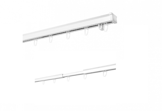 Карниз алюмин раздвижной 1-рядный Белый 2,1-3,0м 