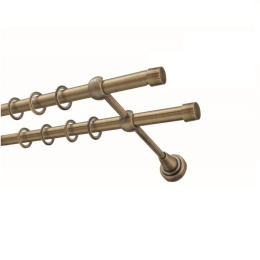 Карниз кованый раздвиж 2-ряд. d-19/16мм Лист Антик золото