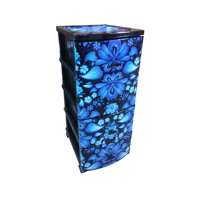 Комод Гжель Моно 4 яруса Черный