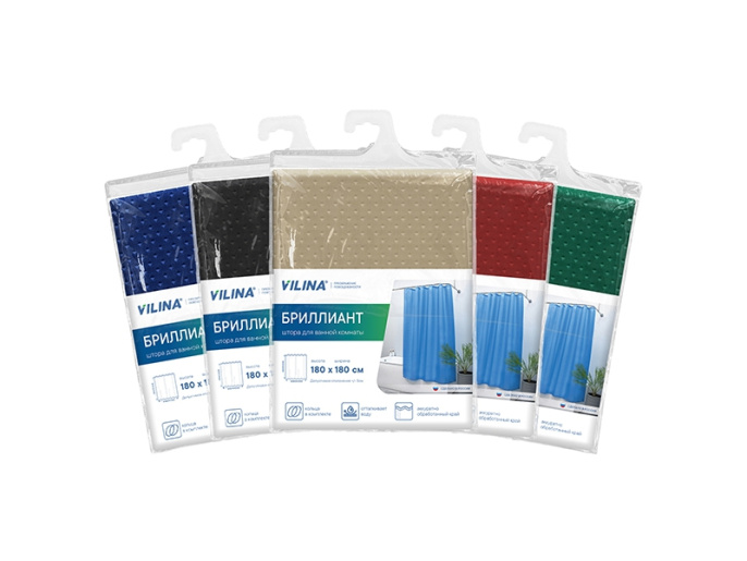 Шторы для ванных комнат Бриллиант Vilina  180*180 см