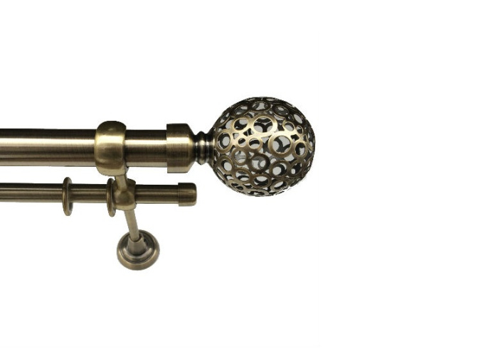 Карниз кованый раздвиж 2-ряд. d-19/16мм Ажур Антик золото