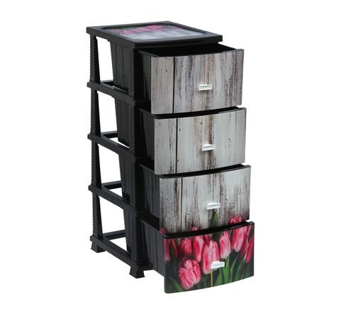 Комод Тюльпан Моно 4 яруса Черный 