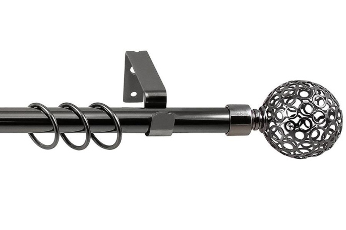 Карниз кованый раздвиж 1-ряд. d-19/16мм Ажур Черн.никель 