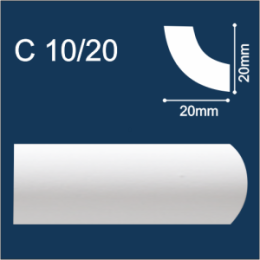 Плинтус потолочный белый   С10/20  Солид 