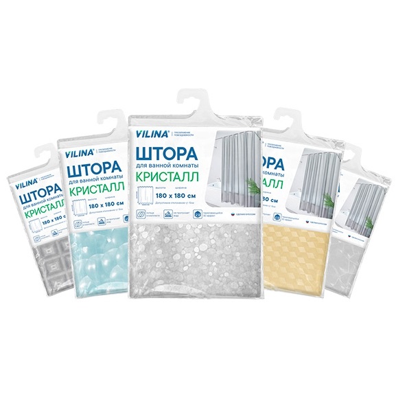 Шторы для ванных комнат Кристалл Vilina 180*180 см 
